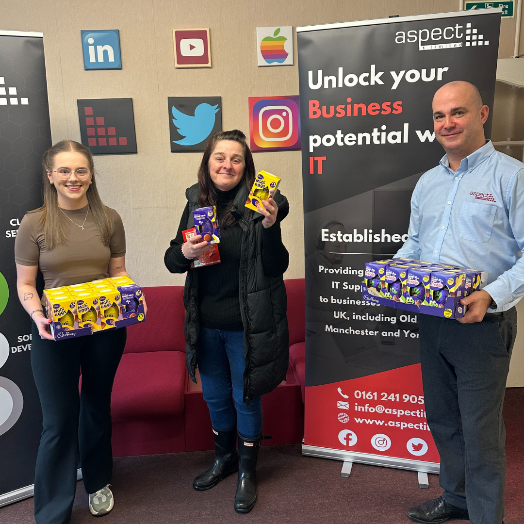 Aspect IT donate Easter eggs to Our Community Wardrobe Oldham